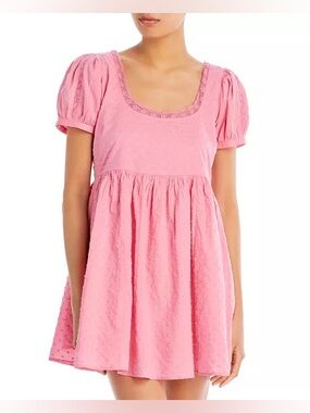LoveShackFancy Pink Raleigh Cotton Mini Dress